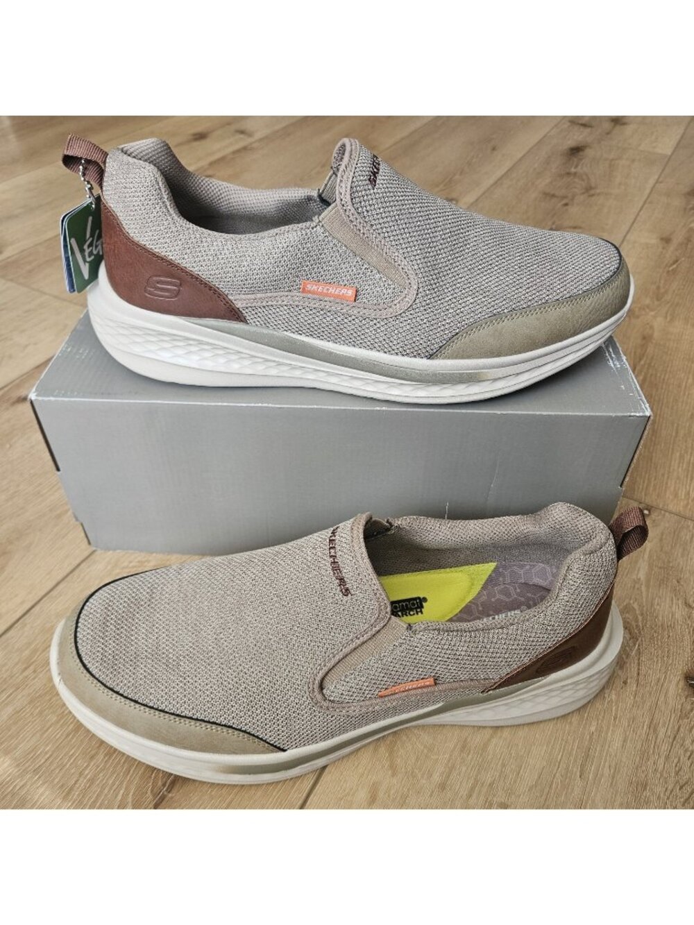 Skechers Relaxed Fit Slade Lucan Shoes Mens Size 13 Khaki 210808 Slip On New